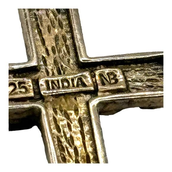 Sterling Silver Nicky Butler Cross Pendant Garnet and Pearl Made In India 1.5" - Picture 3 of 6